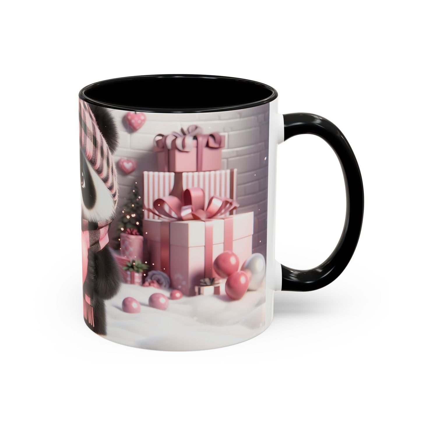 Bring Charm to Every Sip with the 3D Valentine Cute Panda and Heart - Accent Coffee Mug (11oz, 15oz) Mely Mela