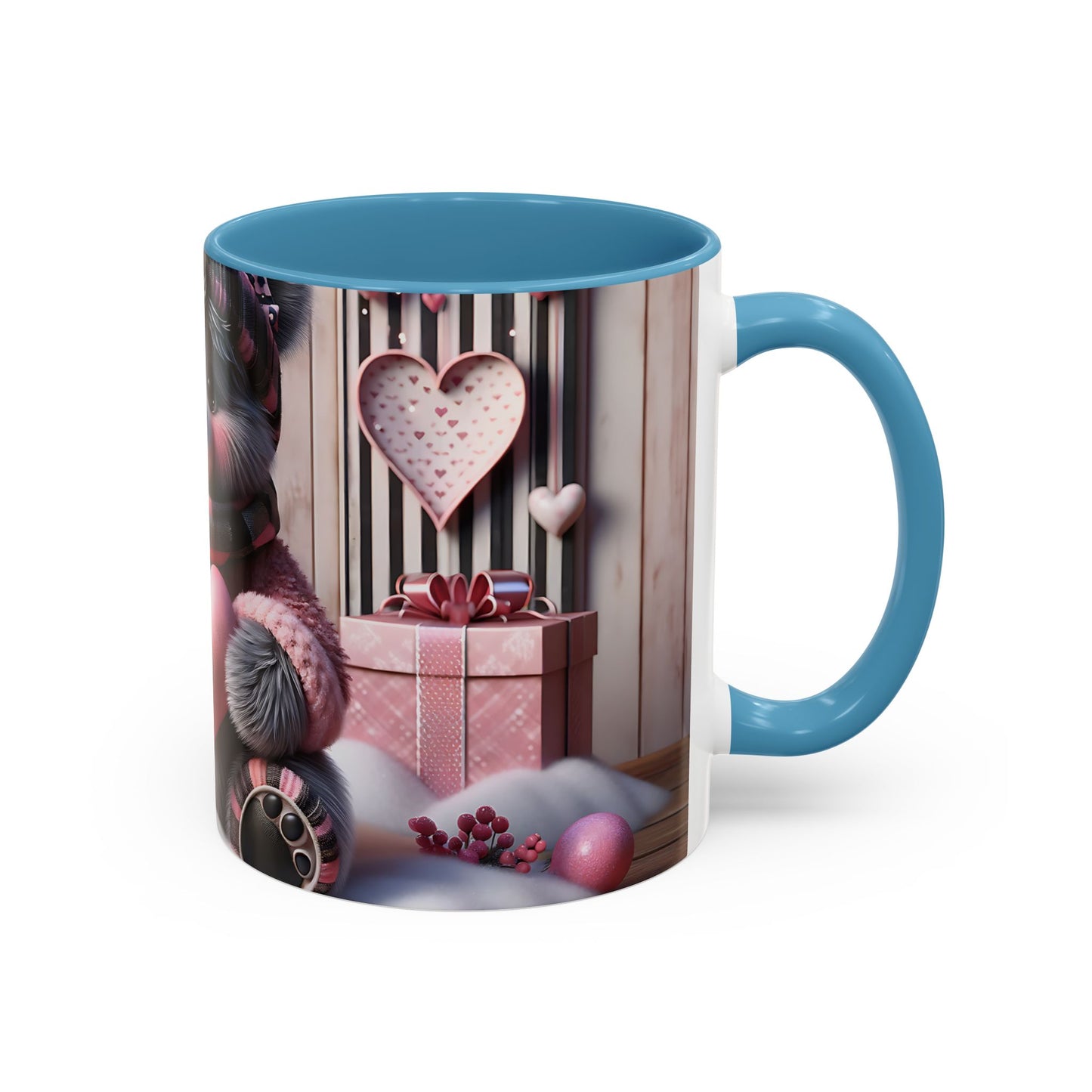 Elevate Your Morning Ritual with the 3D Valentine Cute Bear and Heart - Accent Coffee Mug (11, 15oz) Mely Mela