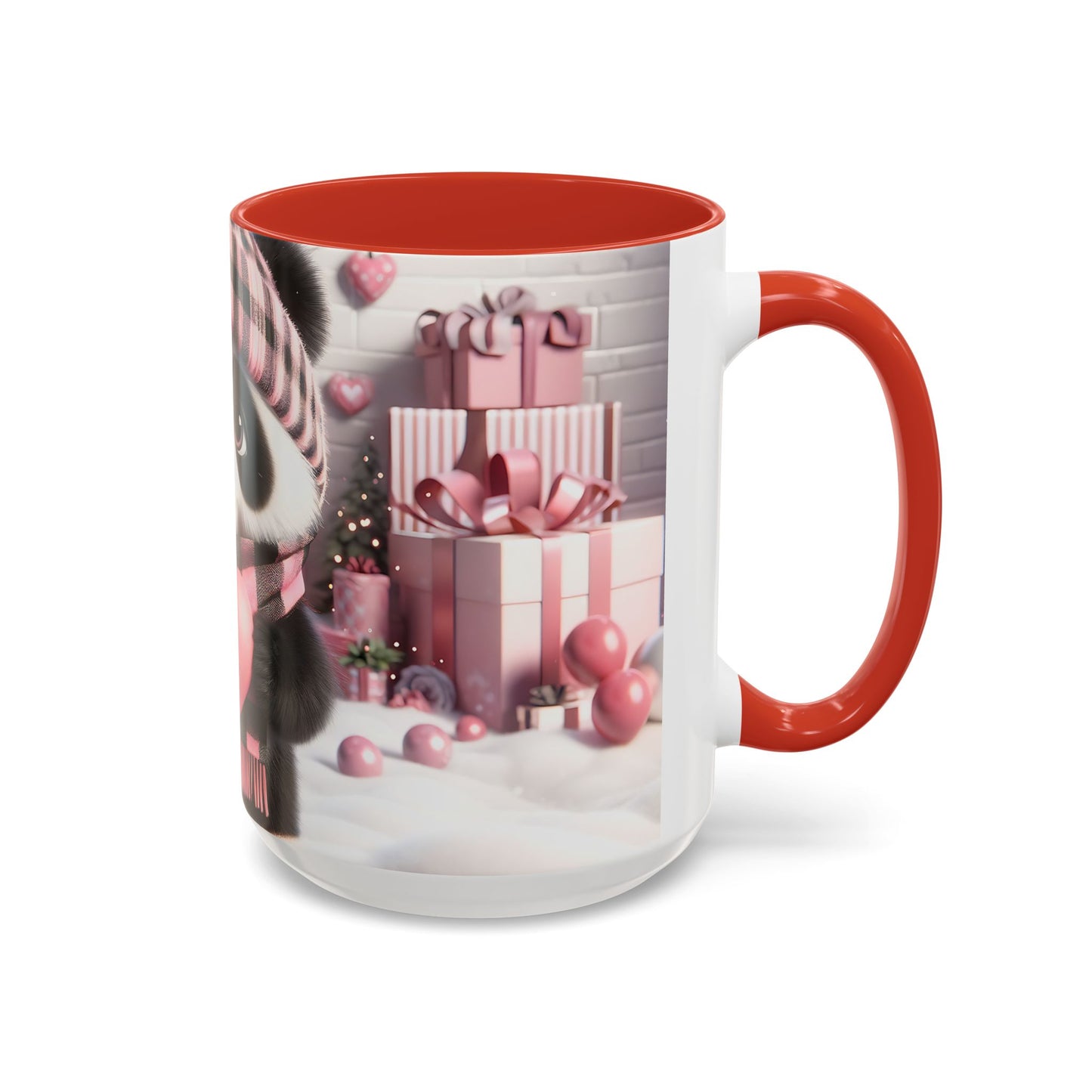 Bring Charm to Every Sip with the 3D Valentine Cute Panda and Heart - Accent Coffee Mug (11oz, 15oz) Mely Mela