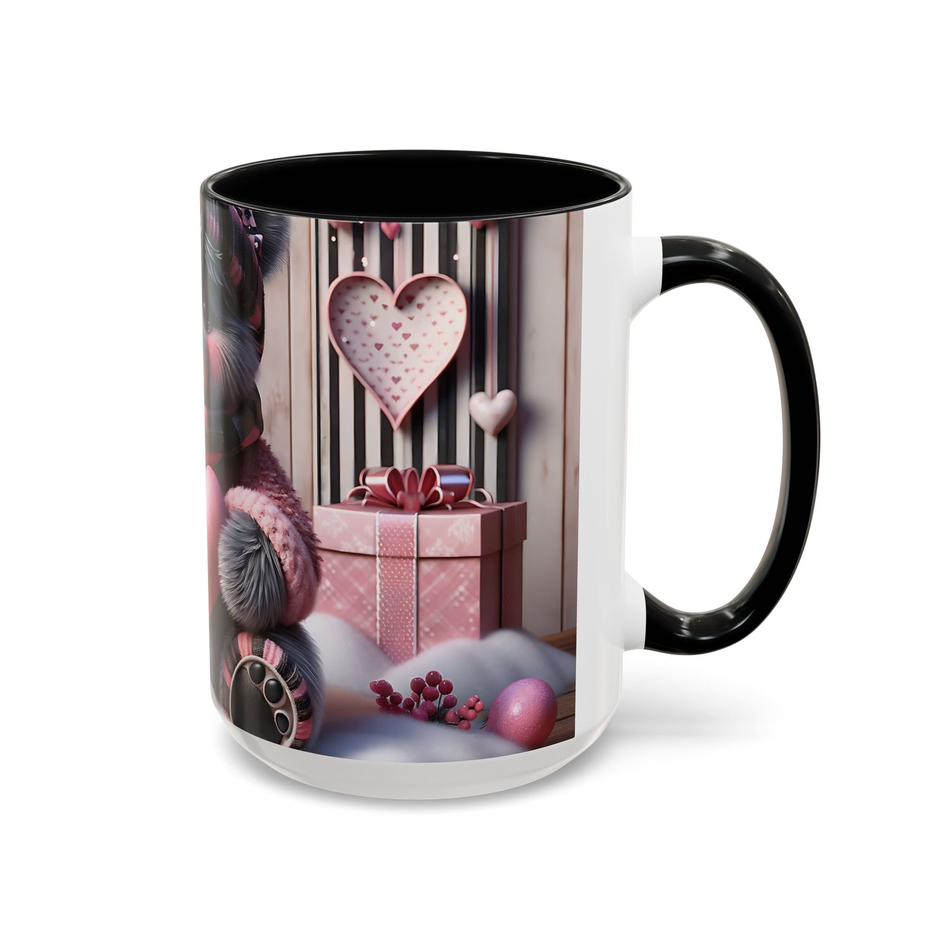 Elevate Your Morning Ritual with the 3D Valentine Cute Bear and Heart - Accent Coffee Mug (11, 15oz) Mely Mela