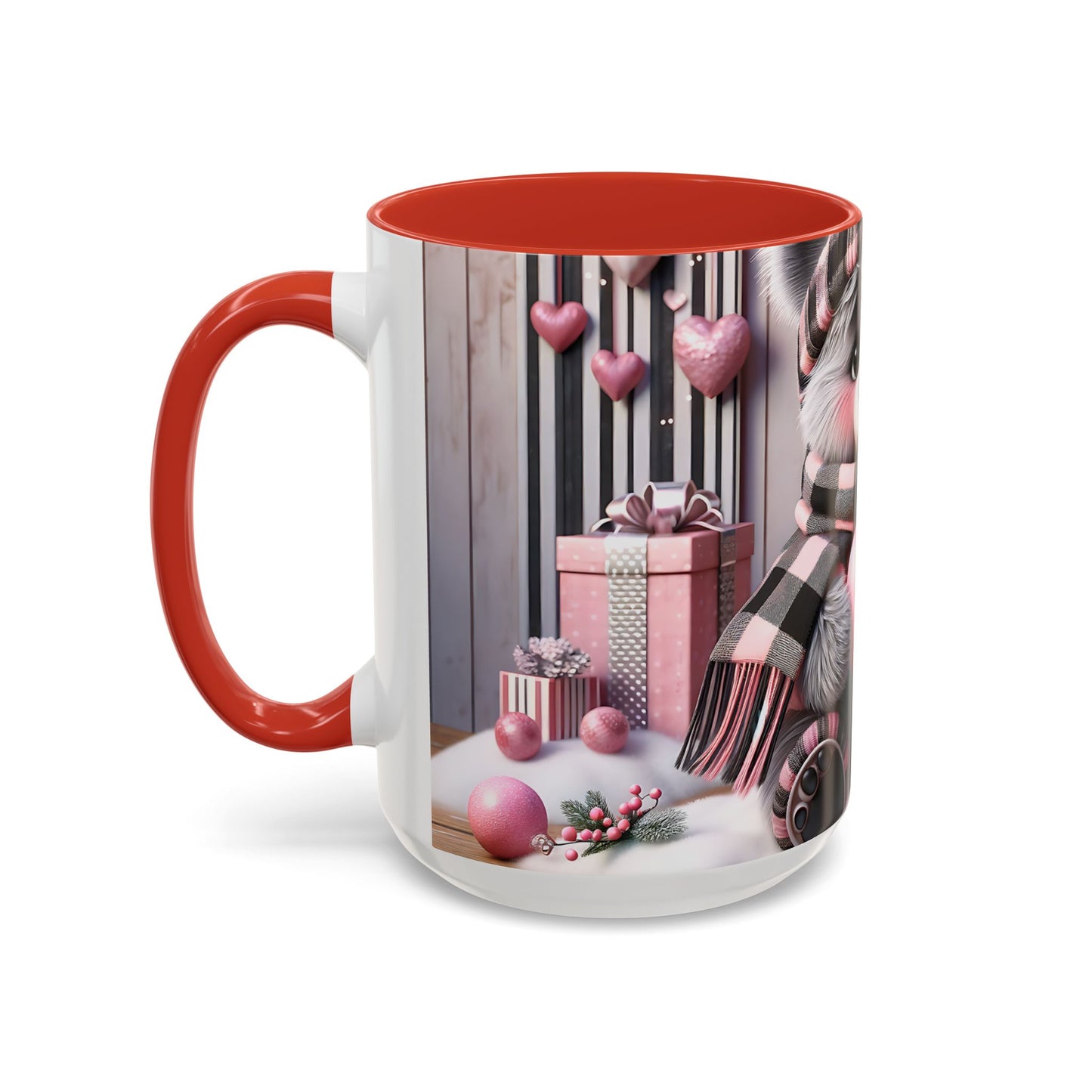 Elevate Your Morning Ritual with the 3D Valentine Cute Bear and Heart - Accent Coffee Mug (11, 15oz) Mely Mela