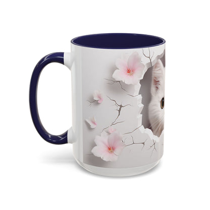 Elevate Your Coffee Moments with the 3D White Cat - Accent Coffee Mug (11, 15oz) Mely Mela