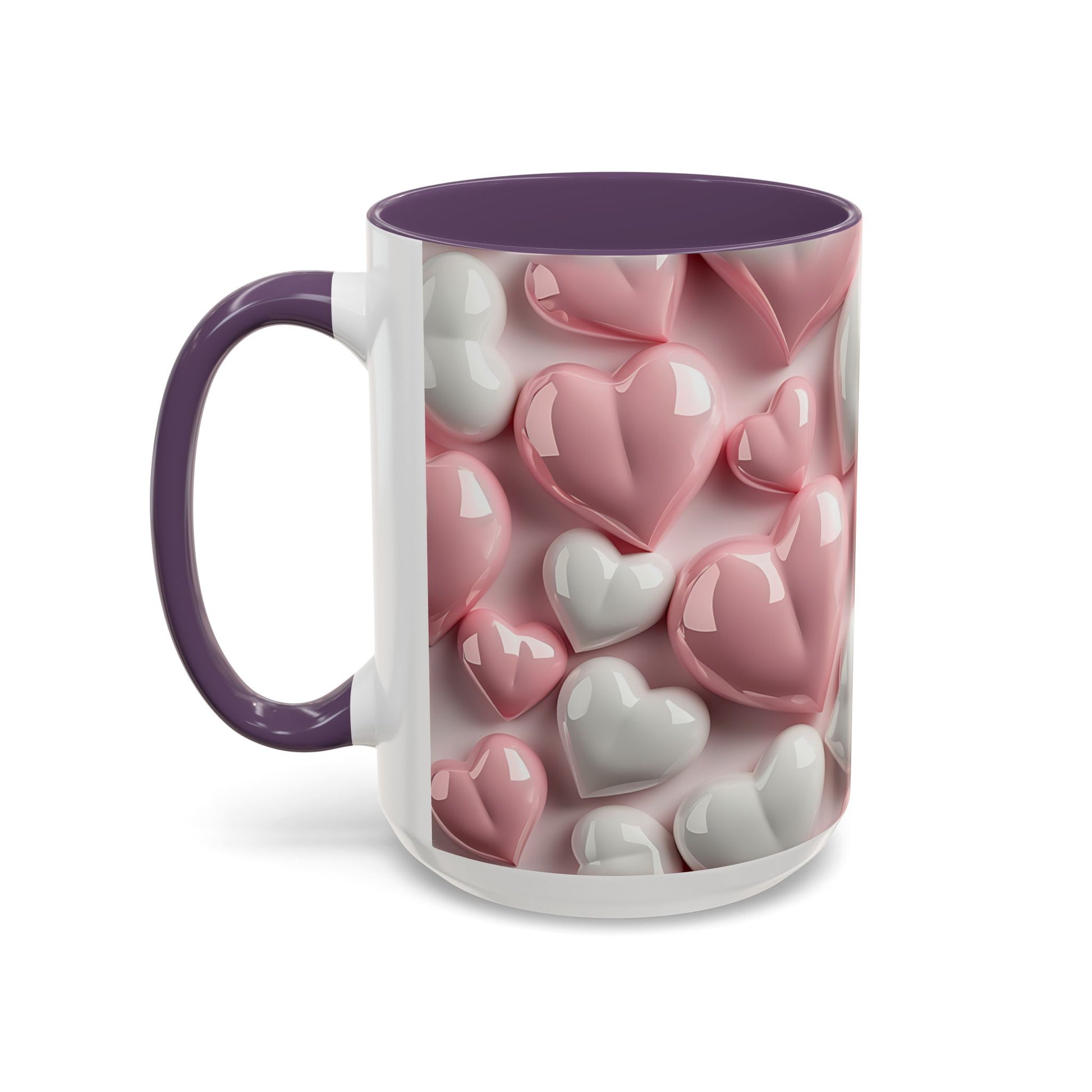 3D Pink Heart Accent Coffee Mug – Perfect Valentine’s Day Gift (11oz, 15oz) Mely Mela