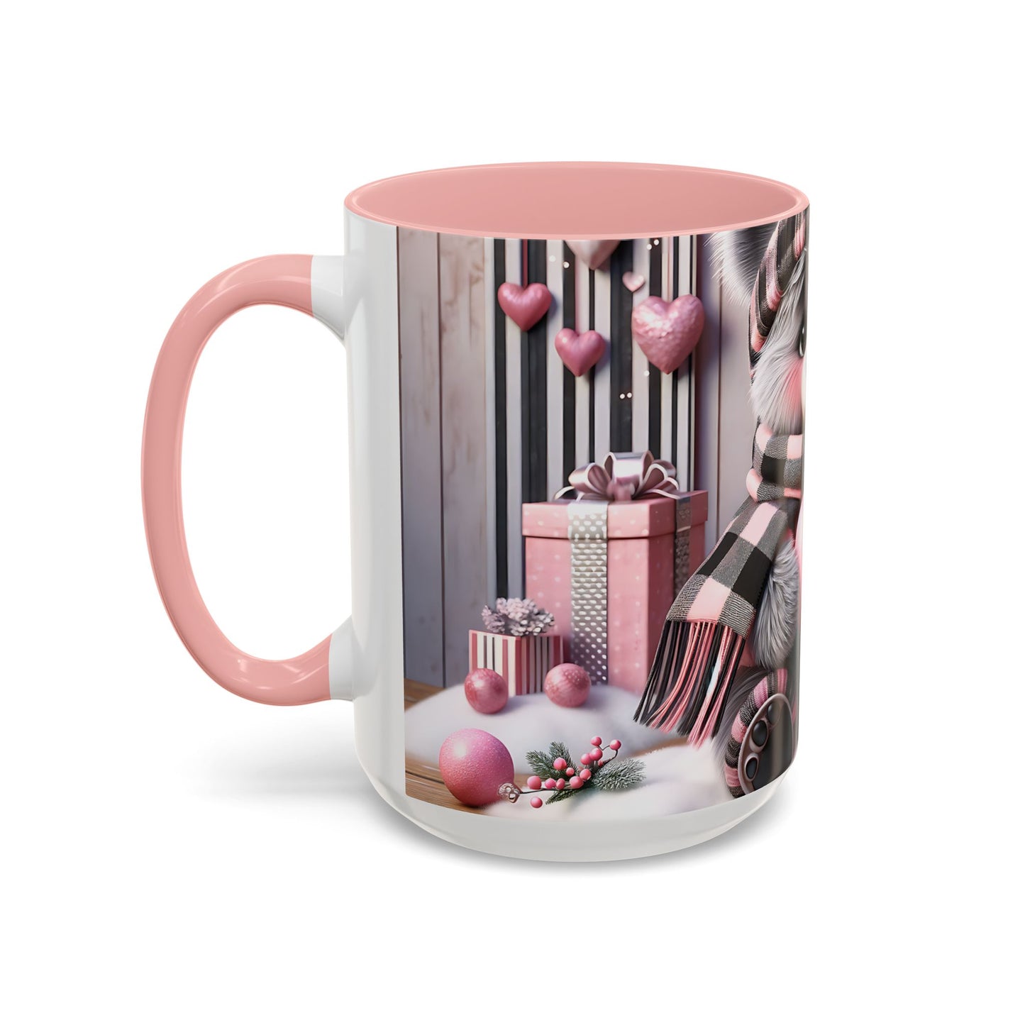 Elevate Your Morning Ritual with the 3D Valentine Cute Bear and Heart - Accent Coffee Mug (11, 15oz) Mely Mela