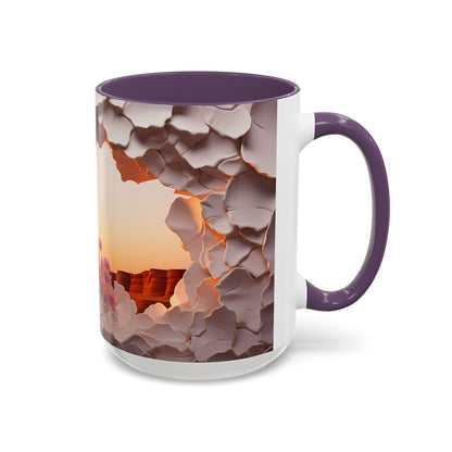 Elevate Your Coffee Break with the 3D Canyon at Dusk - Accent Coffee Mug (11oz, 15oz) Mely Mela