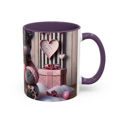 Elevate Your Morning Ritual with the 3D Valentine Cute Bear and Heart - Accent Coffee Mug (11, 15oz) Mely Mela