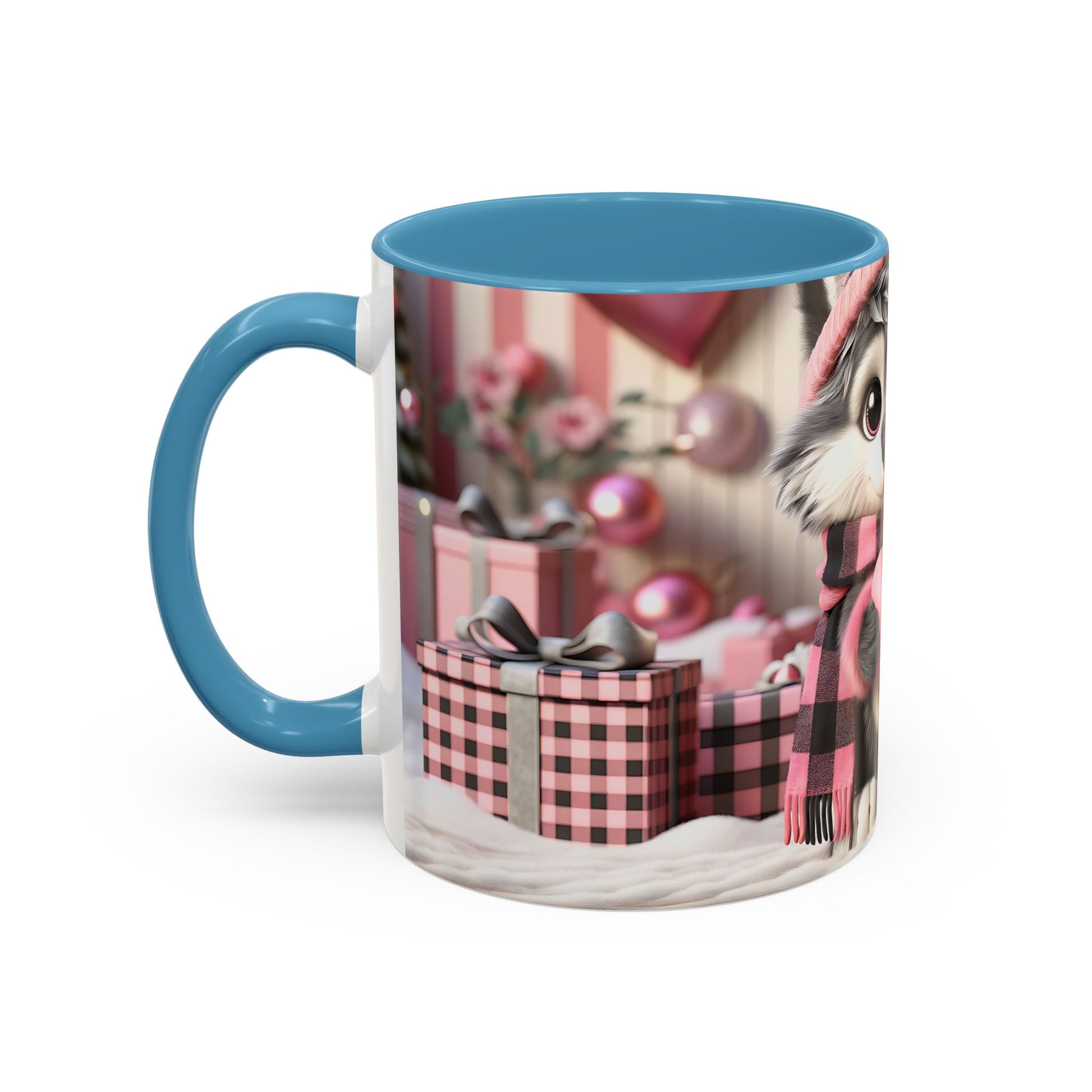 Valentine’s Cute Wolf and Heart - Accent Coffee Mug (11oz, 15oz) Mely Mela