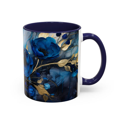 Elegance in Every Sip: Blue Roses - Accent Coffee Mug (11, 15oz) Mely Mela