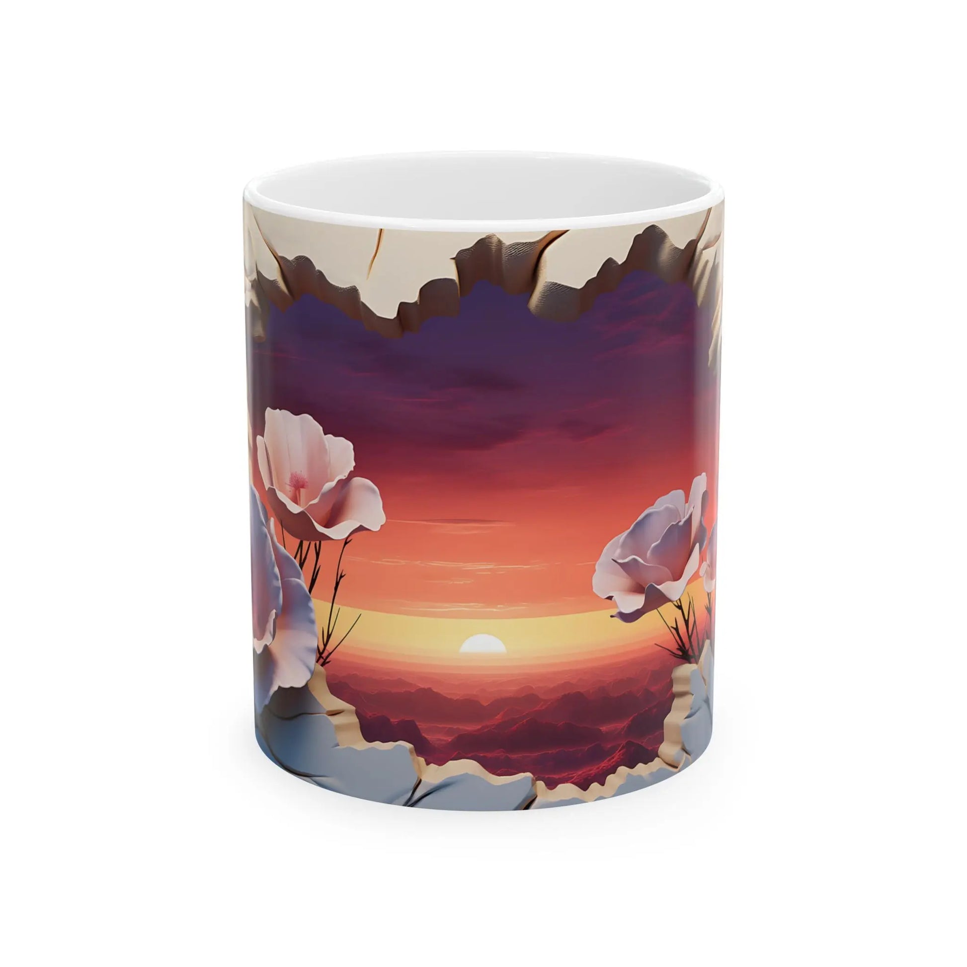 Elevate Every Sip with the 3D Canyon at Dusk - Ceramic Mug (11oz, 15oz) Mely Mela