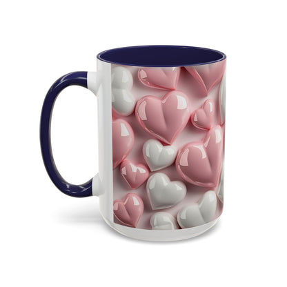 3D Pink Heart Accent Coffee Mug – Perfect Valentine’s Day Gift (11oz, 15oz) Mely Mela