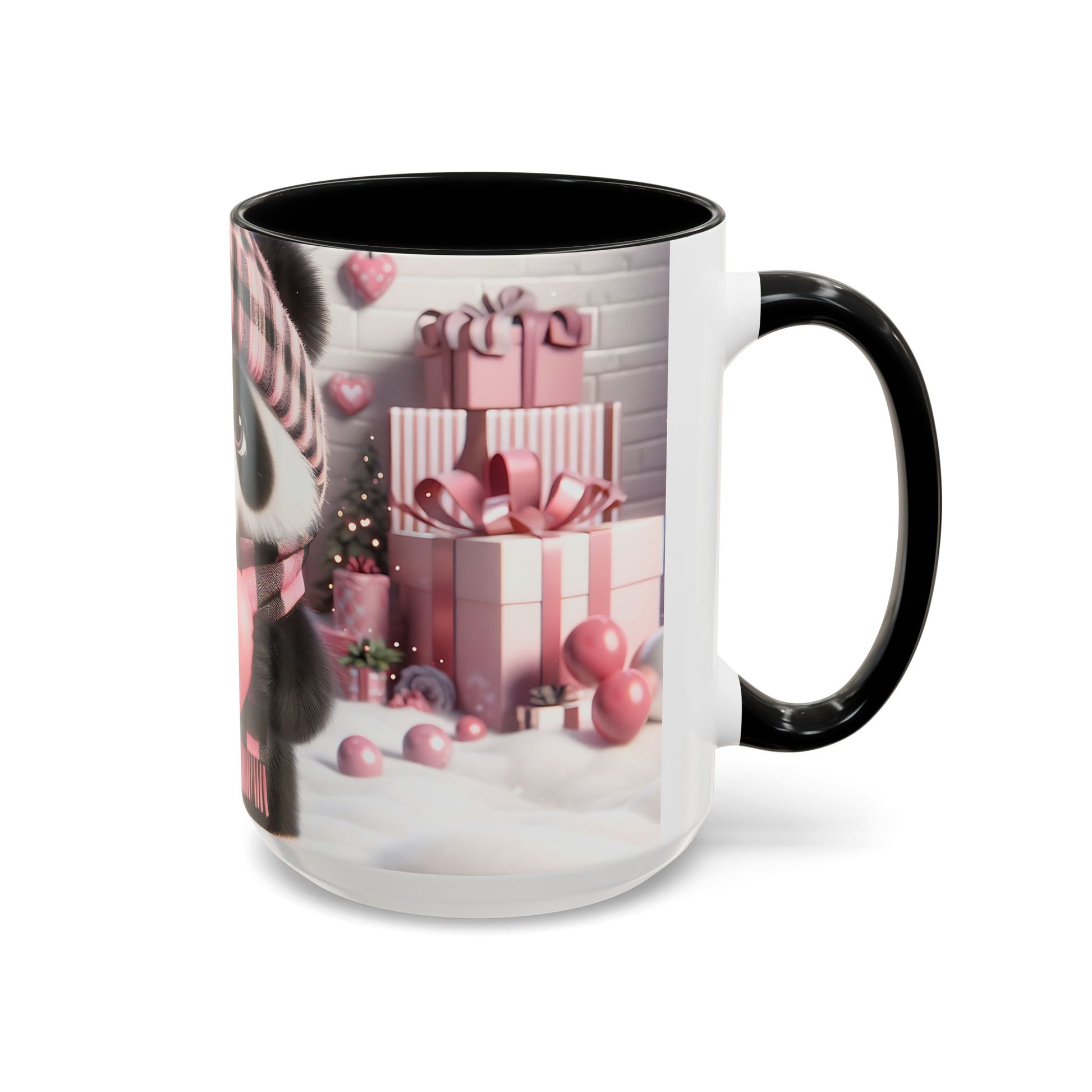 Bring Charm to Every Sip with the 3D Valentine Cute Panda and Heart - Accent Coffee Mug (11oz, 15oz) Mely Mela