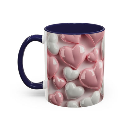 3D Pink Heart Accent Coffee Mug – Perfect Valentine’s Day Gift (11oz, 15oz) Mely Mela