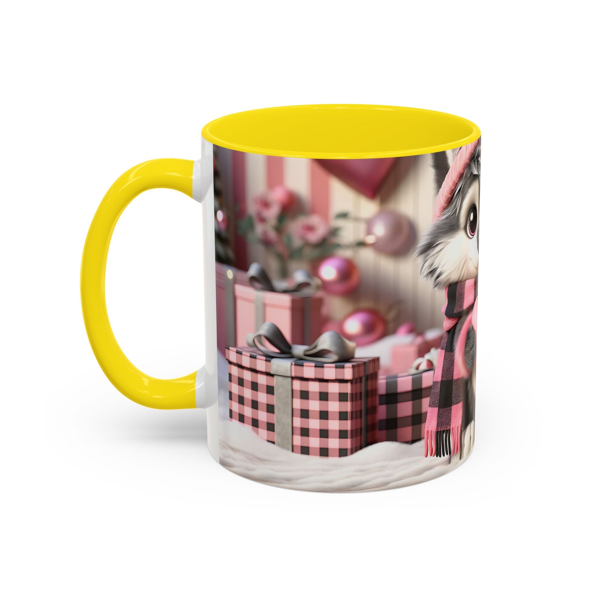 Valentine’s Cute Wolf and Heart - Accent Coffee Mug (11oz, 15oz) Mely Mela