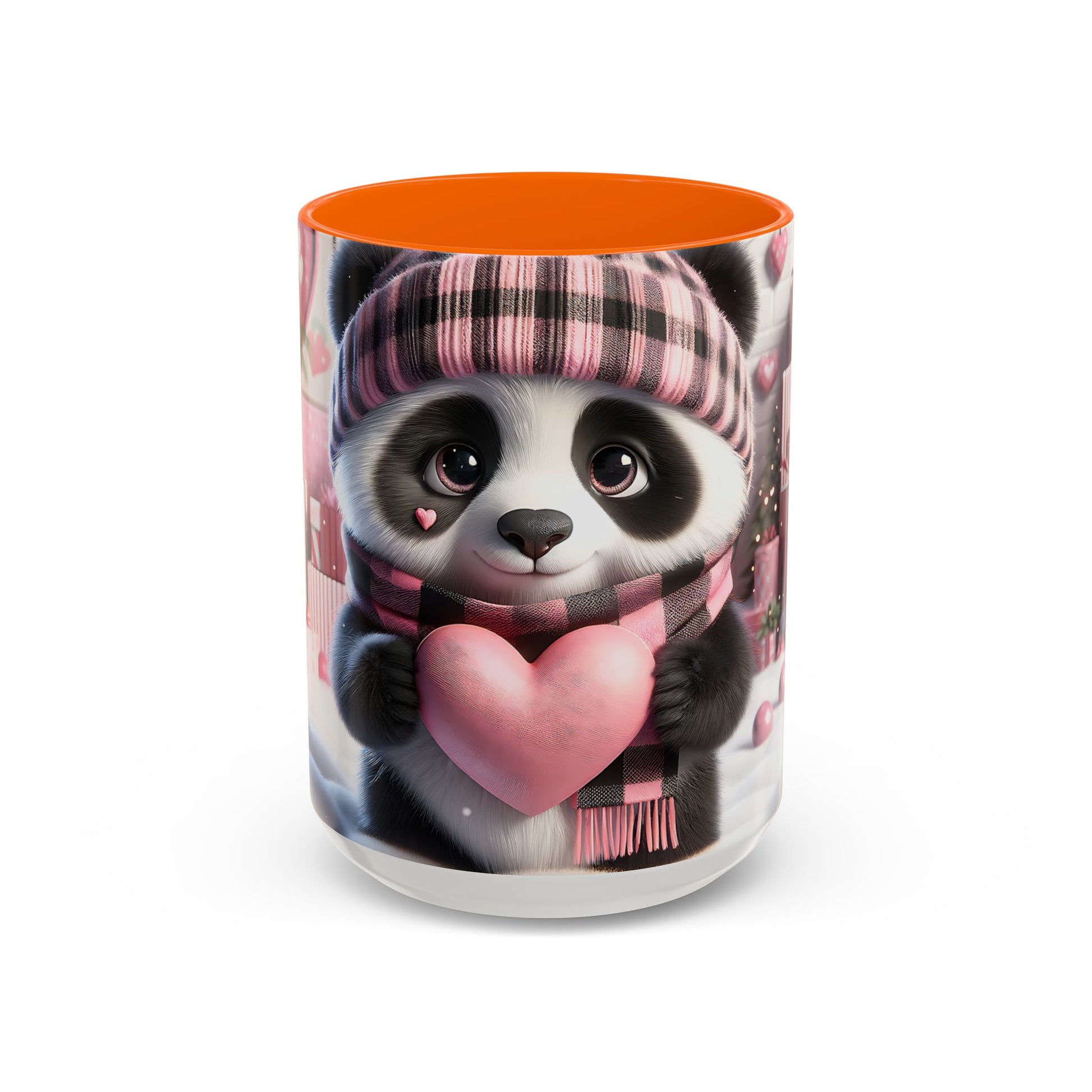 Bring Charm to Every Sip with the 3D Valentine Cute Panda and Heart - Accent Coffee Mug (11oz, 15oz) Mely Mela