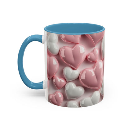 3D Pink Heart Accent Coffee Mug – Perfect Valentine’s Day Gift (11oz, 15oz) Mely Mela