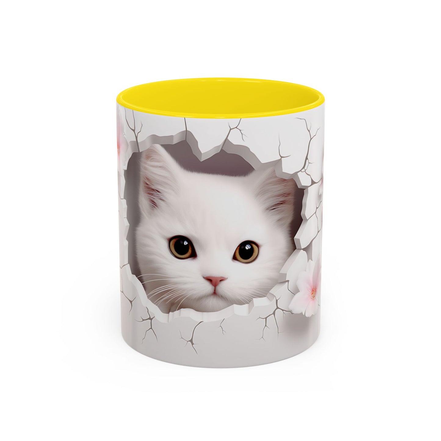 Elevate Your Coffee Moments with the 3D White Cat - Accent Coffee Mug (11, 15oz) Mely Mela