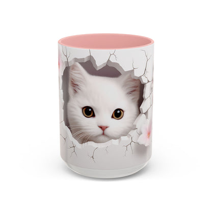 Elevate Your Coffee Moments with the 3D White Cat - Accent Coffee Mug (11, 15oz) Mely Mela