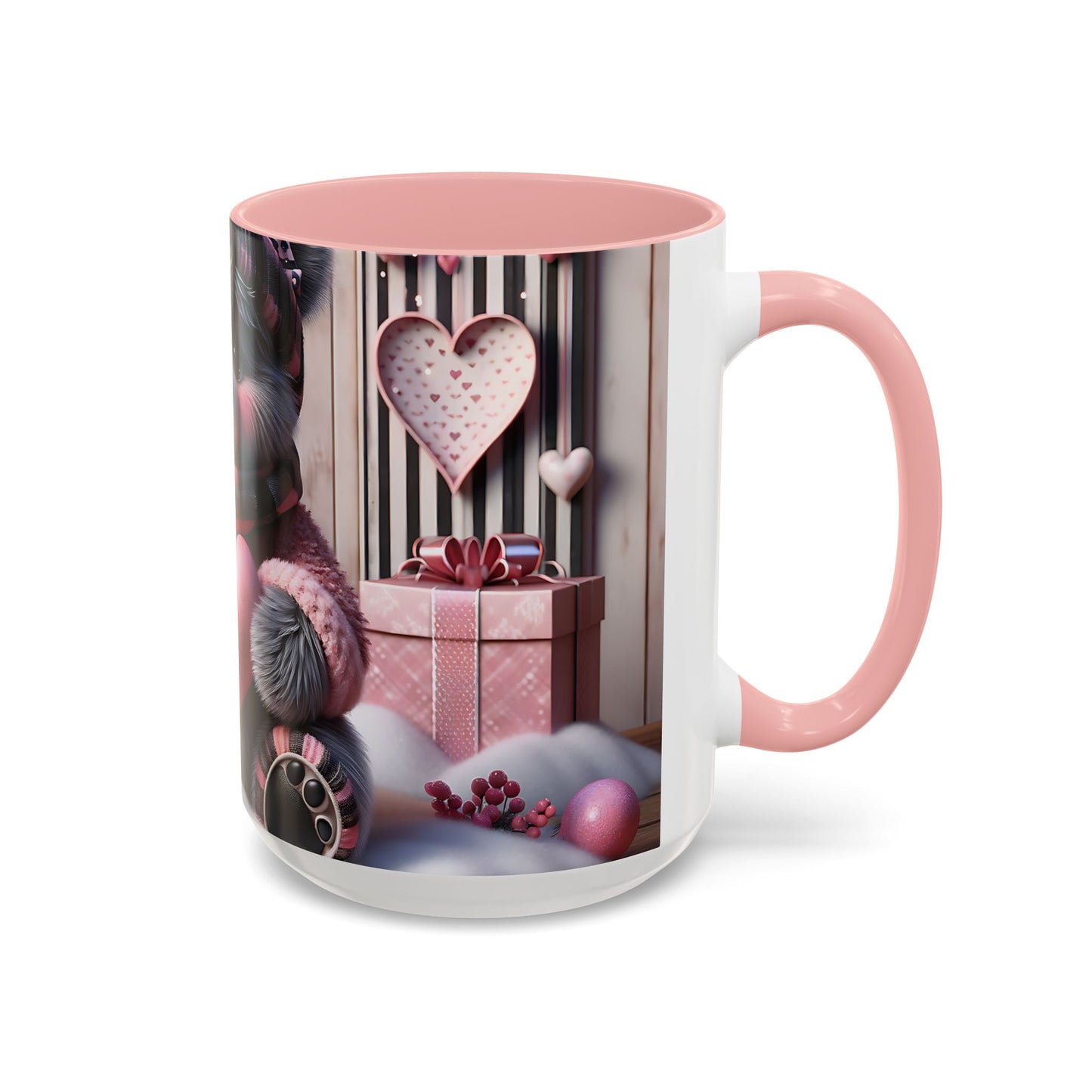 Elevate Your Morning Ritual with the 3D Valentine Cute Bear and Heart - Accent Coffee Mug (11, 15oz) Mely Mela