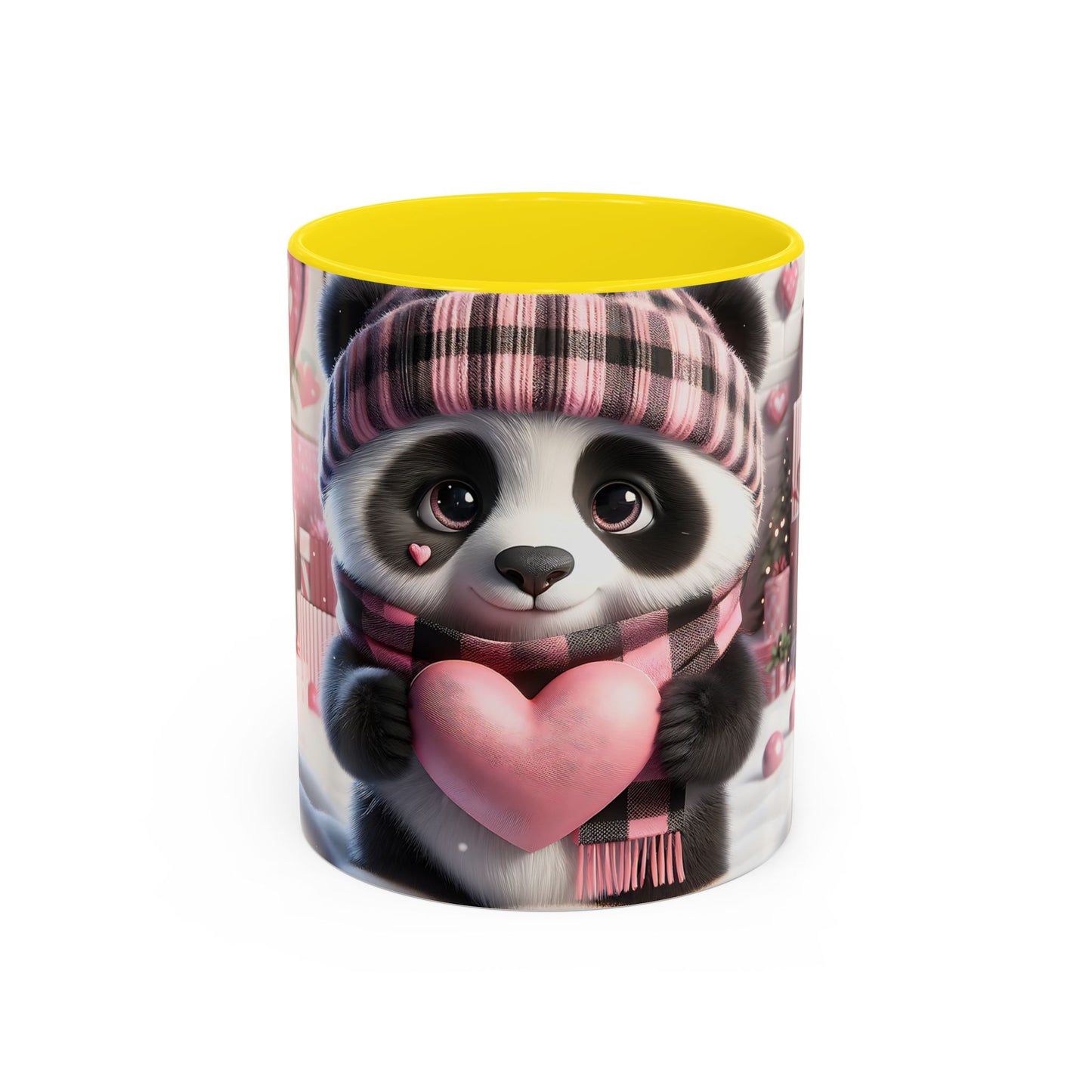 Bring Charm to Every Sip with the 3D Valentine Cute Panda and Heart - Accent Coffee Mug (11oz, 15oz) Mely Mela