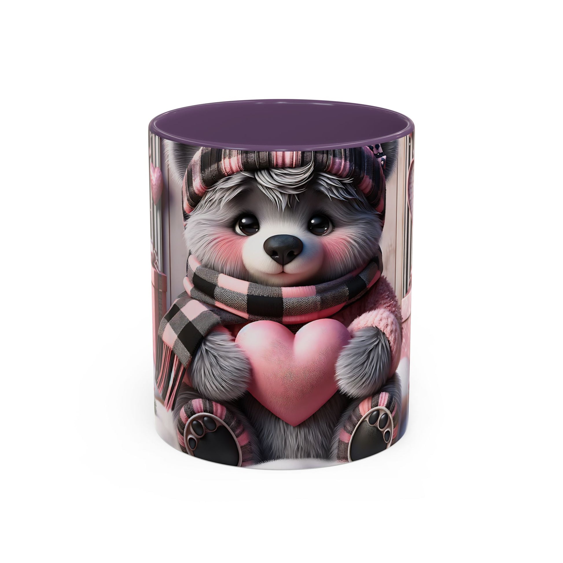 Elevate Your Morning Ritual with the 3D Valentine Cute Bear and Heart - Accent Coffee Mug (11, 15oz) Mely Mela