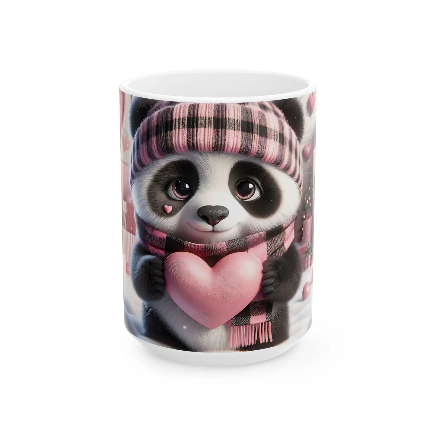 Bring Charm to Every Sip with the 3D Valentine Cute Panda And Heart - Ceramic Mug (11oz, 15oz) Mely Mela