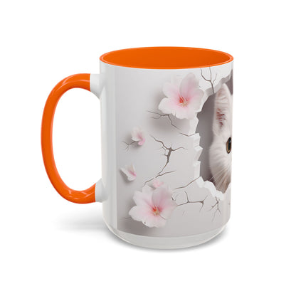 Elevate Your Coffee Moments with the 3D White Cat - Accent Coffee Mug (11, 15oz) Mely Mela