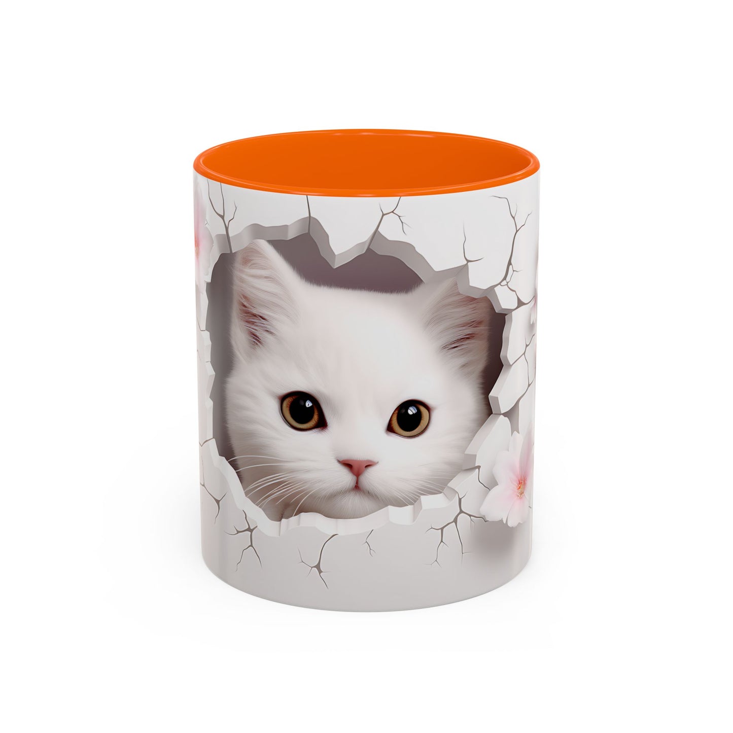 Elevate Your Coffee Moments with the 3D White Cat - Accent Coffee Mug (11, 15oz) Mely Mela