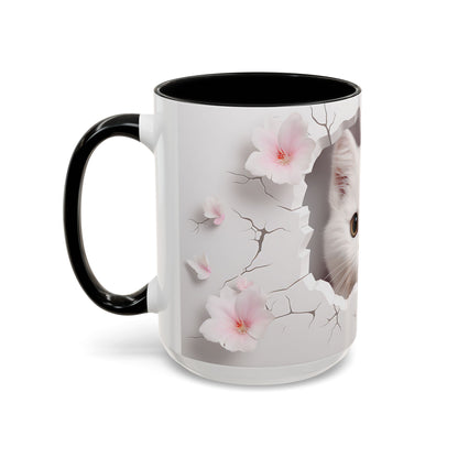 Elevate Your Coffee Moments with the 3D White Cat - Accent Coffee Mug (11, 15oz) Mely Mela