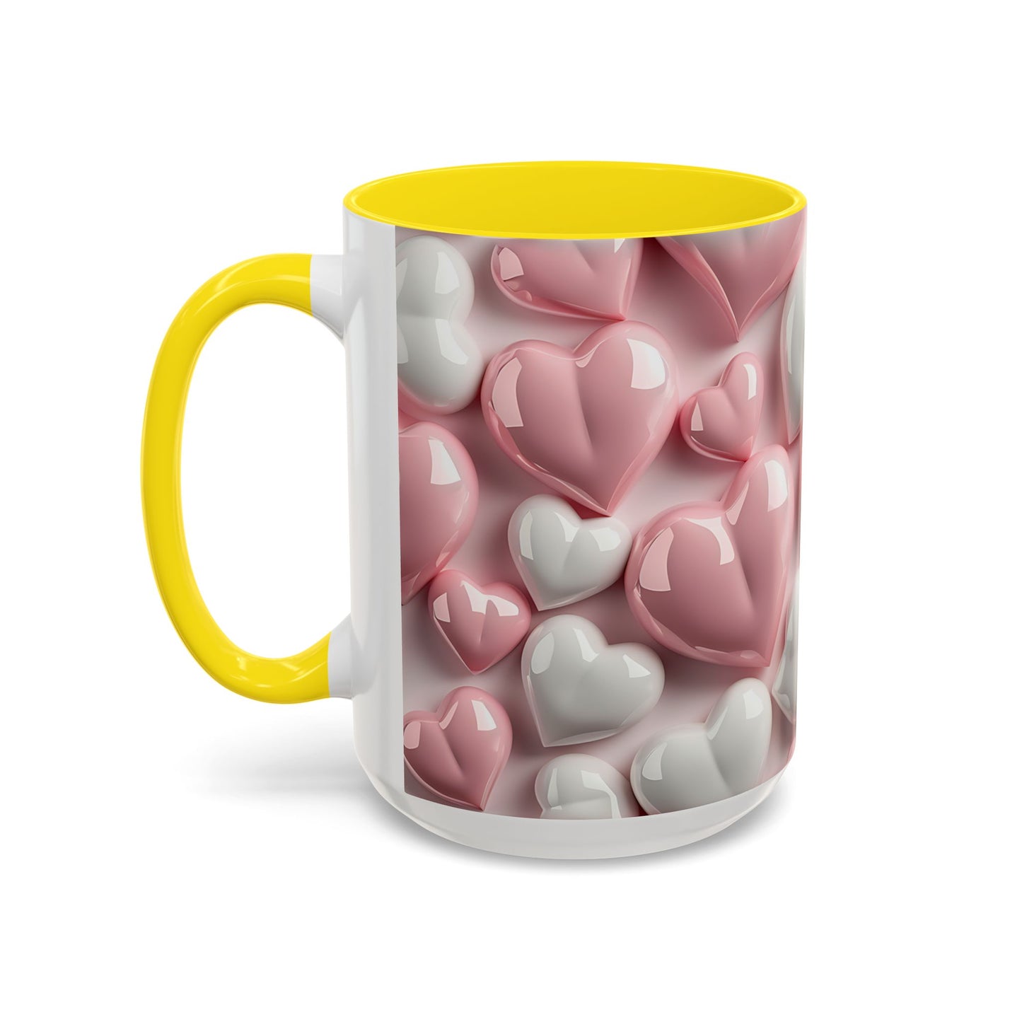 3D Pink Heart Accent Coffee Mug – Perfect Valentine’s Day Gift (11oz, 15oz) Mely Mela