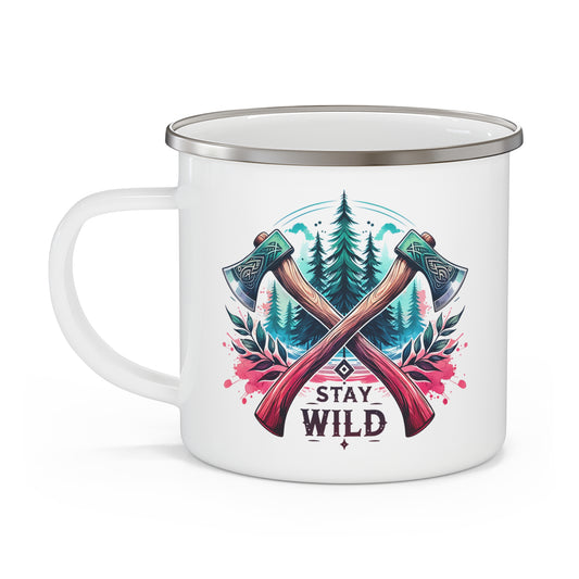 Stay Wild – 12oz Enamel Camping Mug | Lightweight, Durable & Adventure-Ready Mely Mela