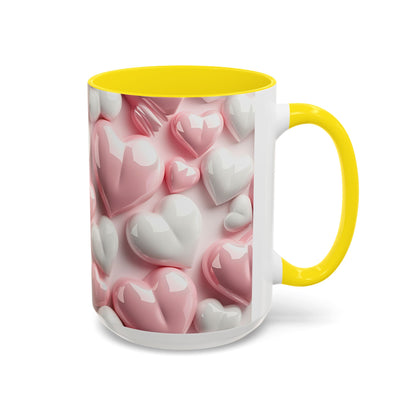 3D Pink Heart Accent Coffee Mug – Perfect Valentine’s Day Gift (11oz, 15oz) Mely Mela