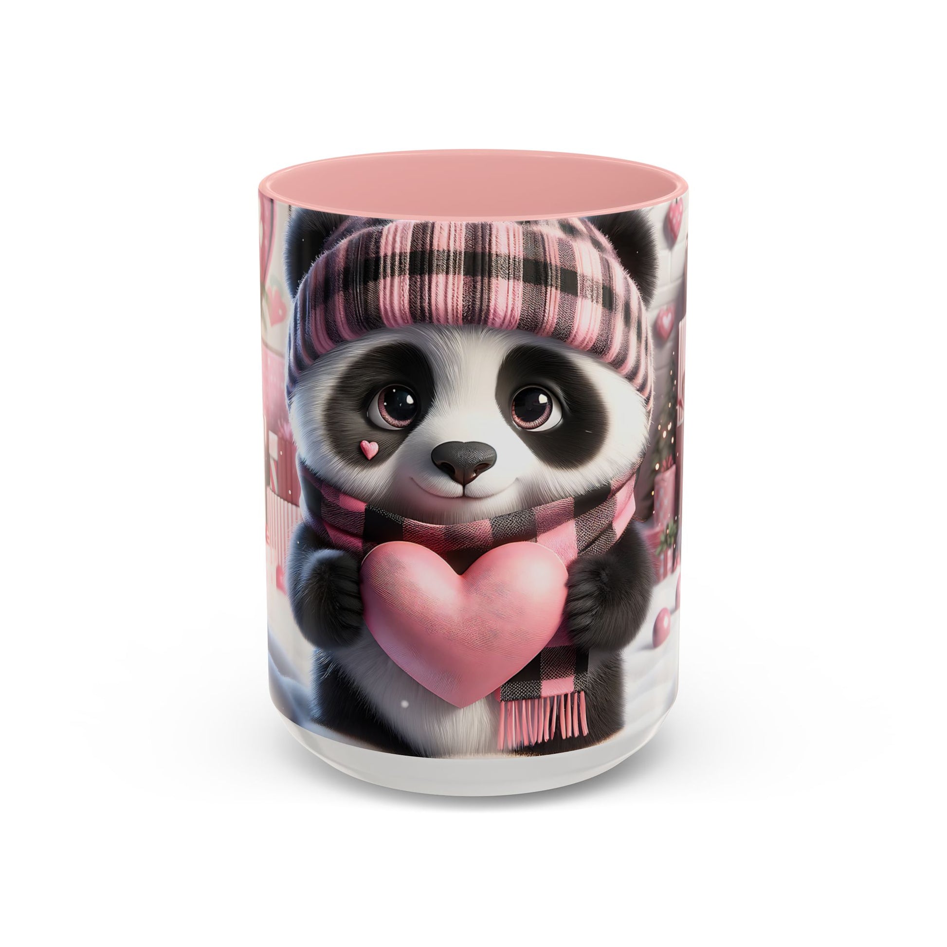 Bring Charm to Every Sip with the 3D Valentine Cute Panda and Heart - Accent Coffee Mug (11oz, 15oz) Mely Mela