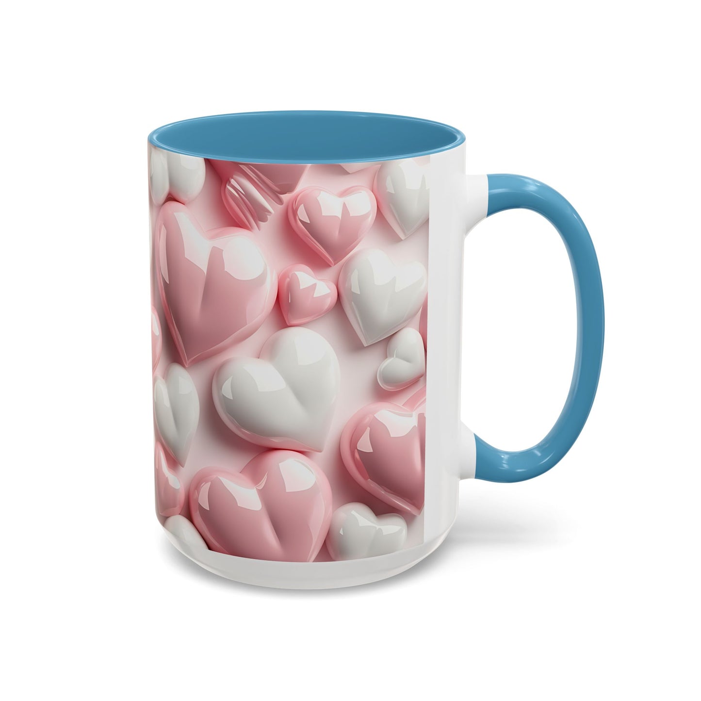 3D Pink Heart Accent Coffee Mug – Perfect Valentine’s Day Gift (11oz, 15oz) Mely Mela