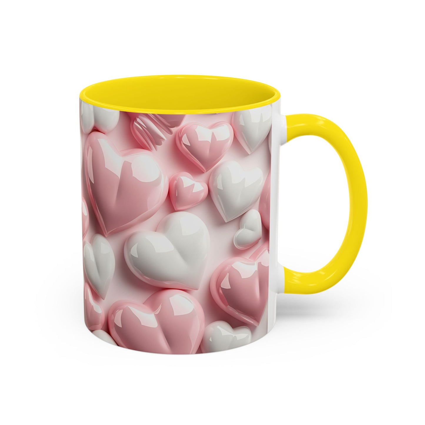 3D Pink Heart Accent Coffee Mug – Perfect Valentine’s Day Gift (11oz, 15oz) Mely Mela