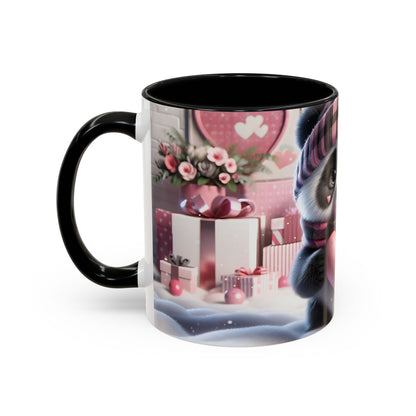 Bring Charm to Every Sip with the 3D Valentine Cute Panda and Heart - Accent Coffee Mug (11oz, 15oz) Mely Mela