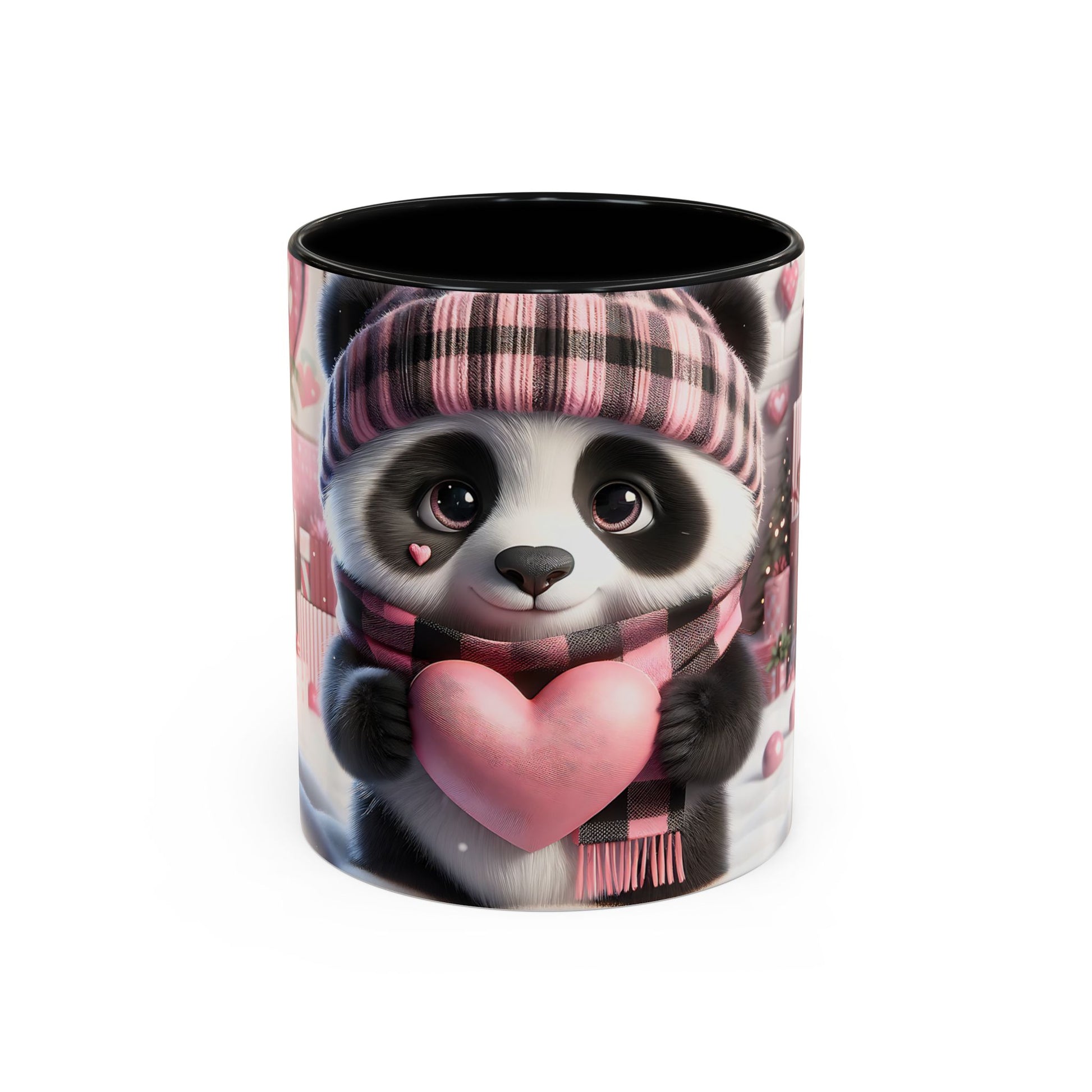 Bring Charm to Every Sip with the 3D Valentine Cute Panda and Heart - Accent Coffee Mug (11oz, 15oz) Mely Mela