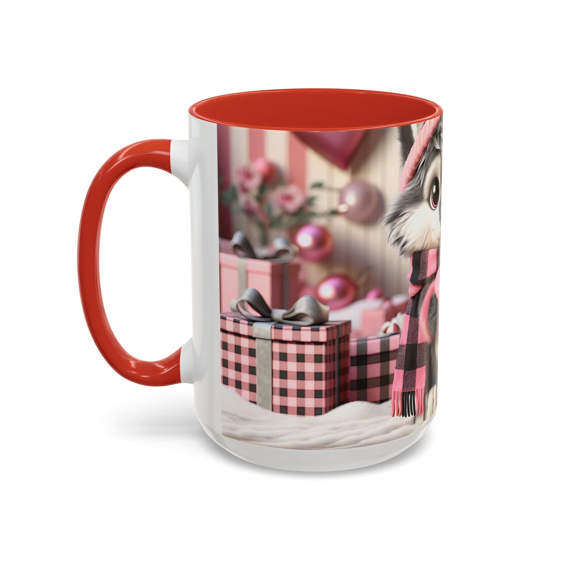 Valentine’s Cute Wolf and Heart - Accent Coffee Mug (11oz, 15oz) Mely Mela