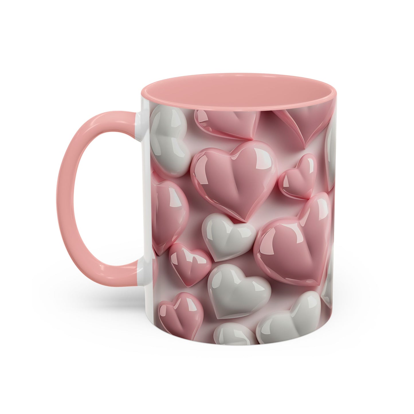 3D Pink Heart Accent Coffee Mug – Perfect Valentine’s Day Gift (11oz, 15oz) Mely Mela