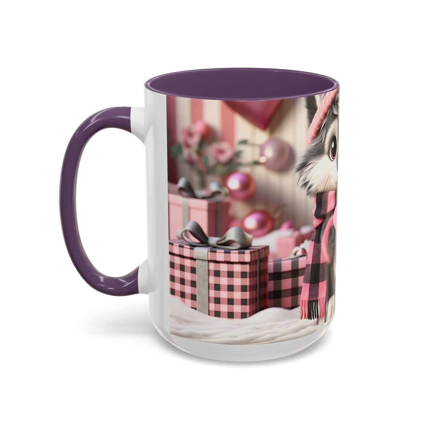 Valentine’s Cute Wolf and Heart - Accent Coffee Mug (11oz, 15oz) Mely Mela