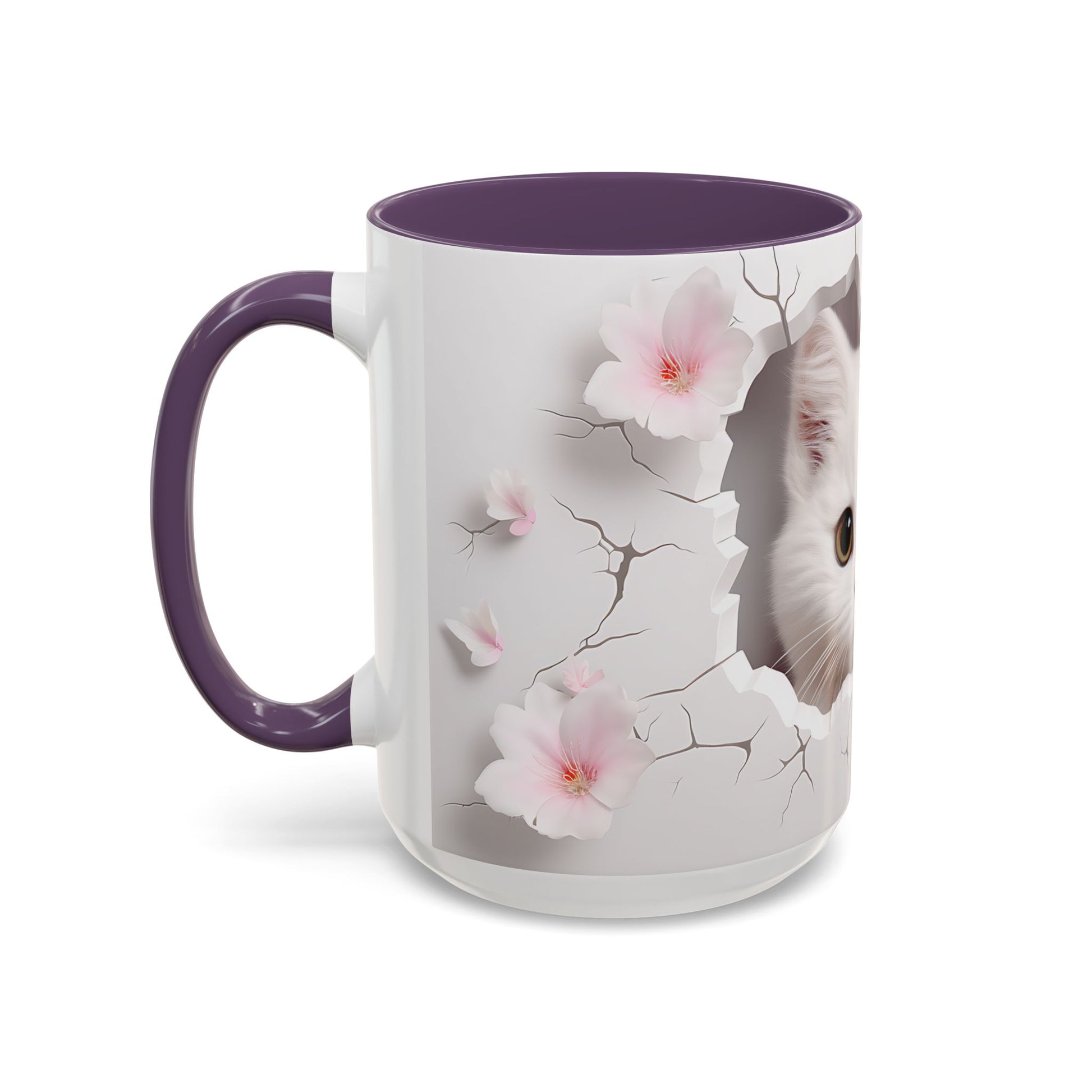 Elevate Your Coffee Moments with the 3D White Cat - Accent Coffee Mug (11, 15oz) Mely Mela