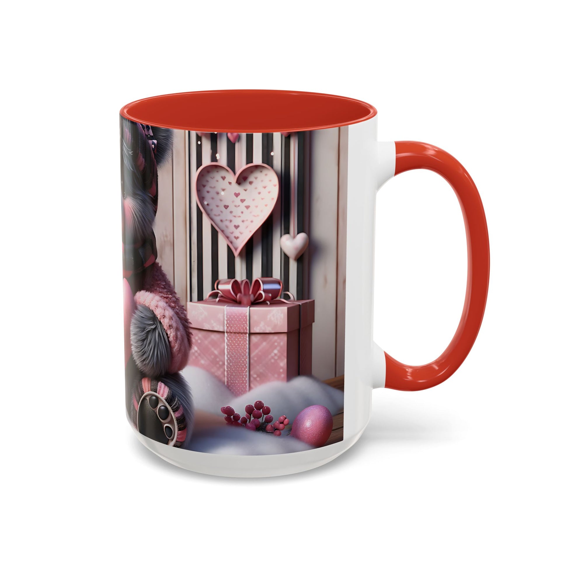 Elevate Your Morning Ritual with the 3D Valentine Cute Bear and Heart - Accent Coffee Mug (11, 15oz) Mely Mela