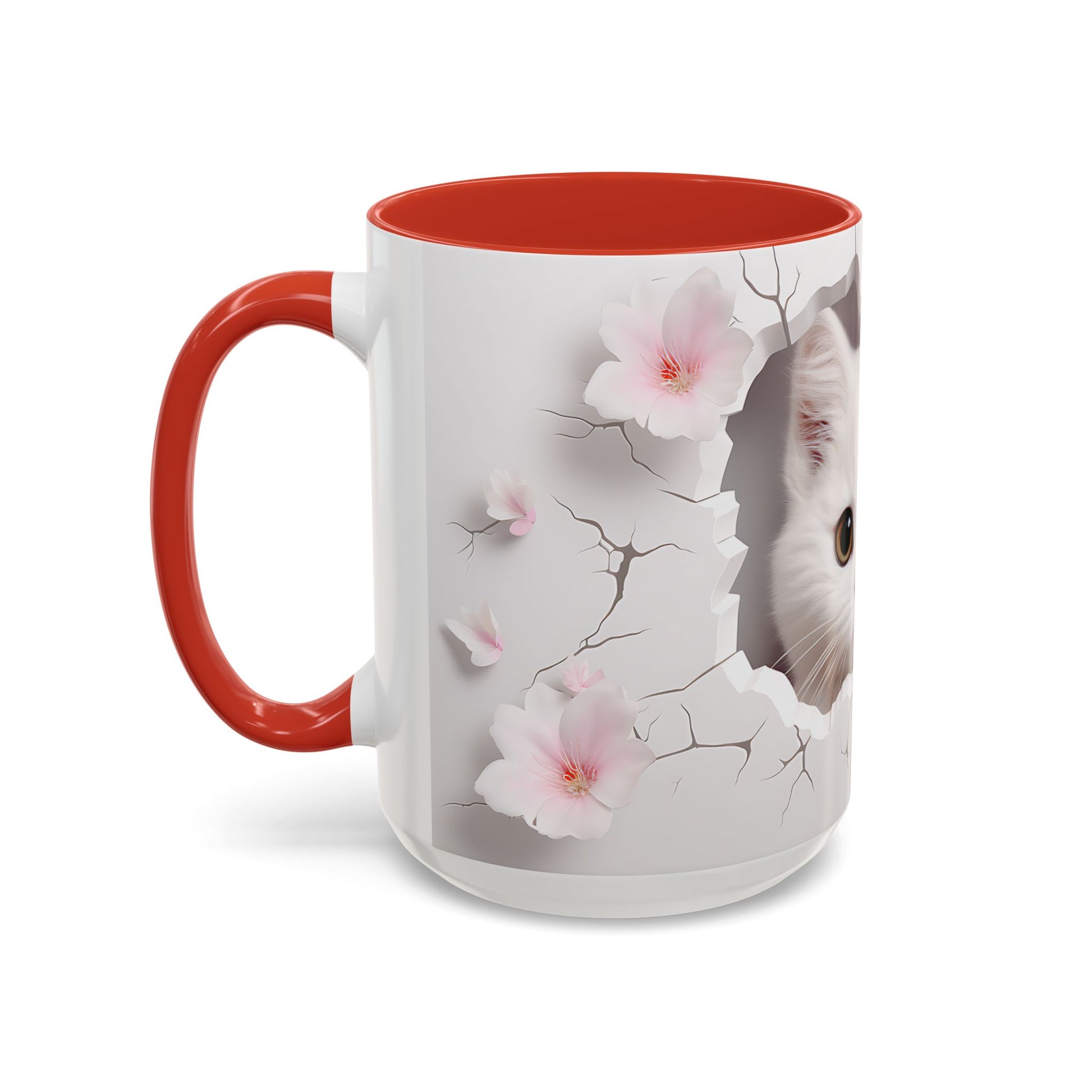 Elevate Your Coffee Moments with the 3D White Cat - Accent Coffee Mug (11, 15oz) Mely Mela