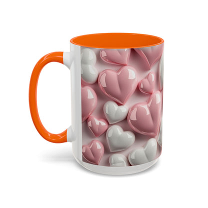 3D Pink Heart Accent Coffee Mug – Perfect Valentine’s Day Gift (11oz, 15oz) Mely Mela