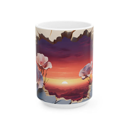 Elevate Every Sip with the 3D Canyon at Dusk - Ceramic Mug (11oz, 15oz) Mely Mela