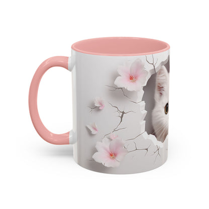 Elevate Your Coffee Moments with the 3D White Cat - Accent Coffee Mug (11, 15oz) Mely Mela