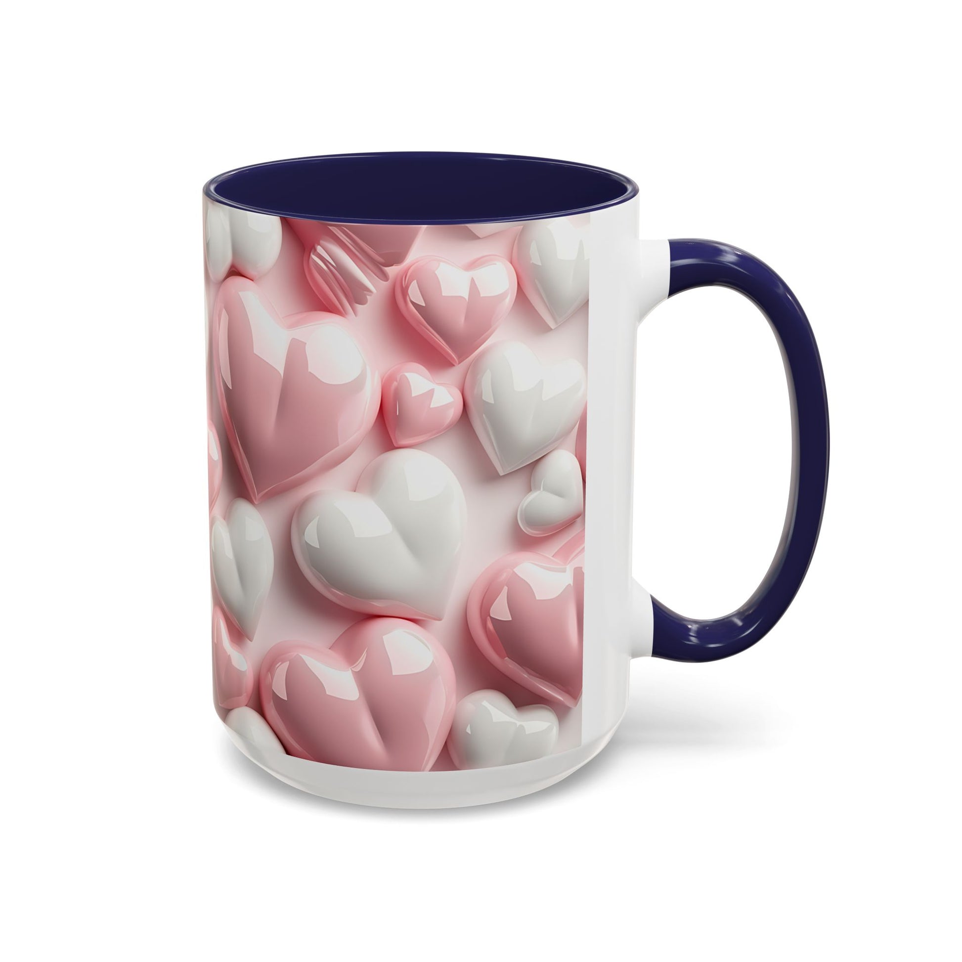 3D Pink Heart Accent Coffee Mug – Perfect Valentine’s Day Gift (11oz, 15oz) Mely Mela