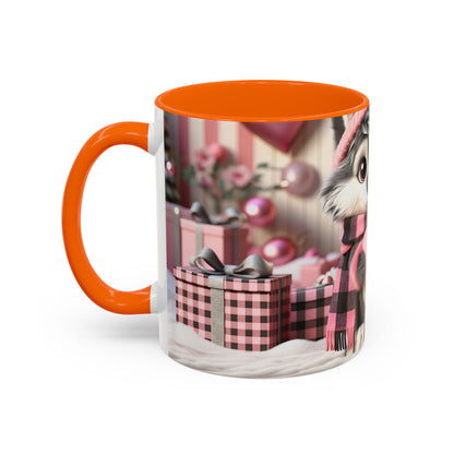 Valentine’s Cute Wolf and Heart - Accent Coffee Mug (11oz, 15oz) Mely Mela